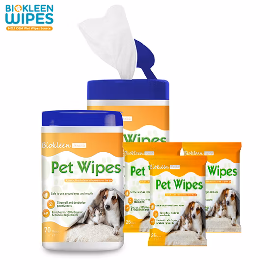 Biokleen OEM 80PCS 100PCS Pets Cleaning Dog Bath Ear Dog Pet Wet Wipes